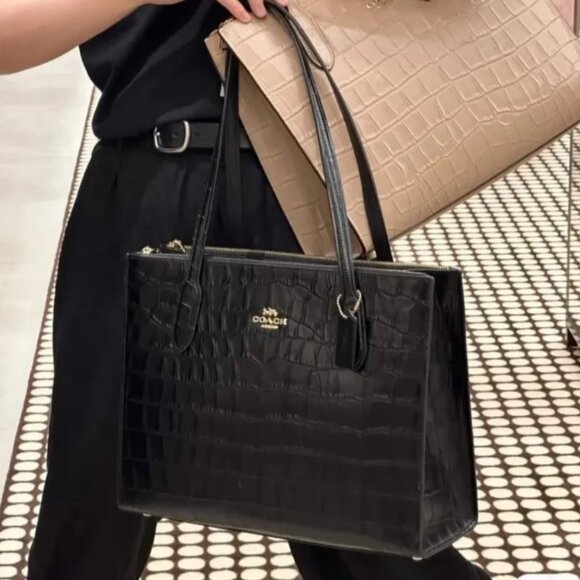 NWT Coach Nina Tote Croc Embossed Leather Black - The Perfect Style Tote - Picture 9 of 9